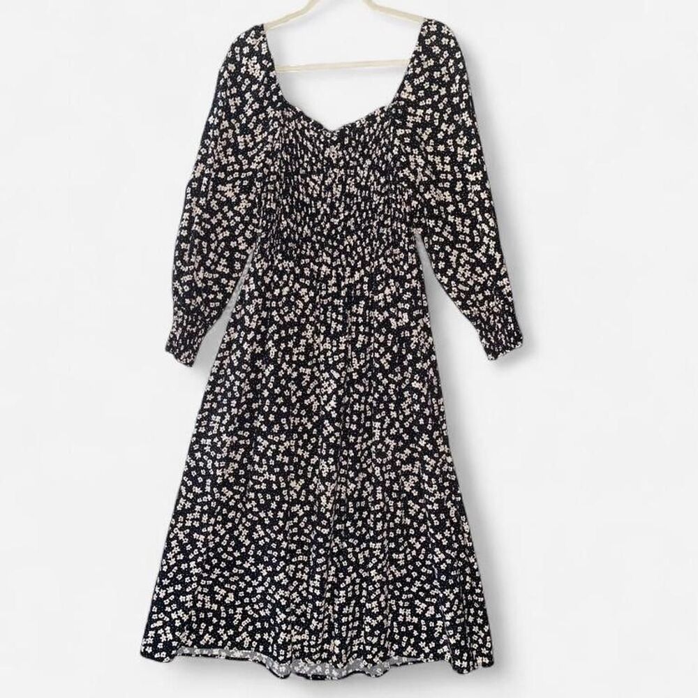 H&M Black & White Floral Maxi Cotton Dress M